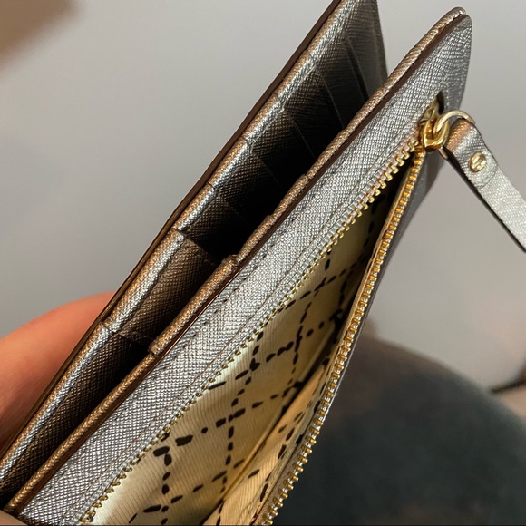 Kate Spade Stacy Wallet in Metallic Silver Saffiano Leather - Picture 4 of 14